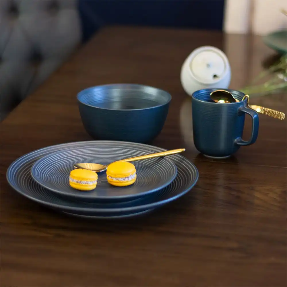 Everything Kitchens Deep Matte 16-Piece Dinnerware Set | Charcoal