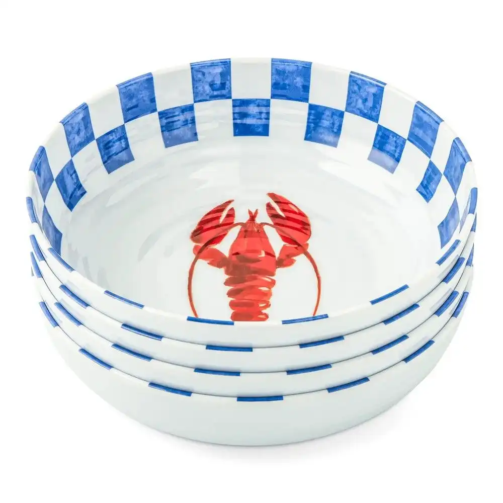 Core Home Lobster Check Melamine Dinner Bowls | 4-Piece