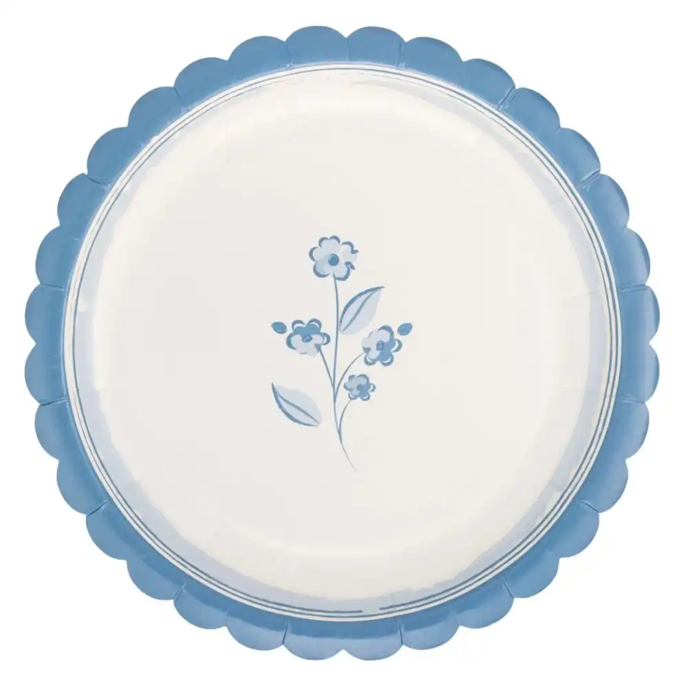 My Mind's Eye 8" Round Paper Plates | Blue Flower