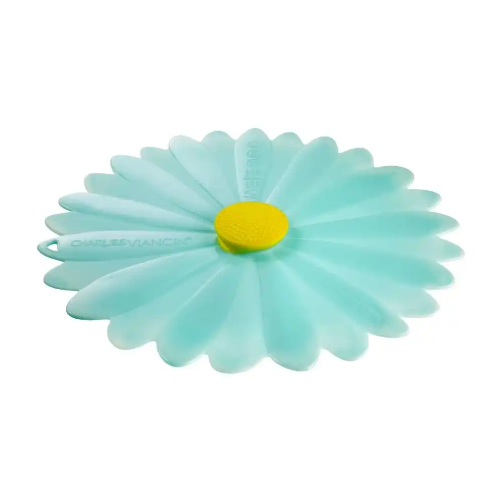 Alternative view of Charles Viancin Silicone Lid | 11" Daisy (Aqua with White)