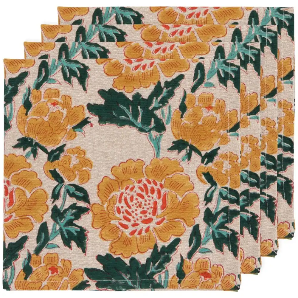 Danica Heirloom Block Print Napkins (Set of 4) | Goldenrise