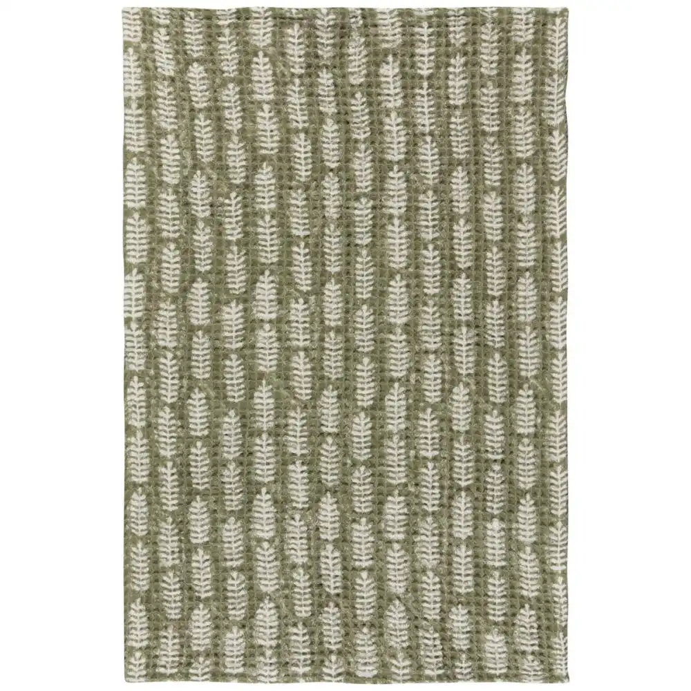 Danica Heirloom Block Print Waffle Dishtowel | Fern
