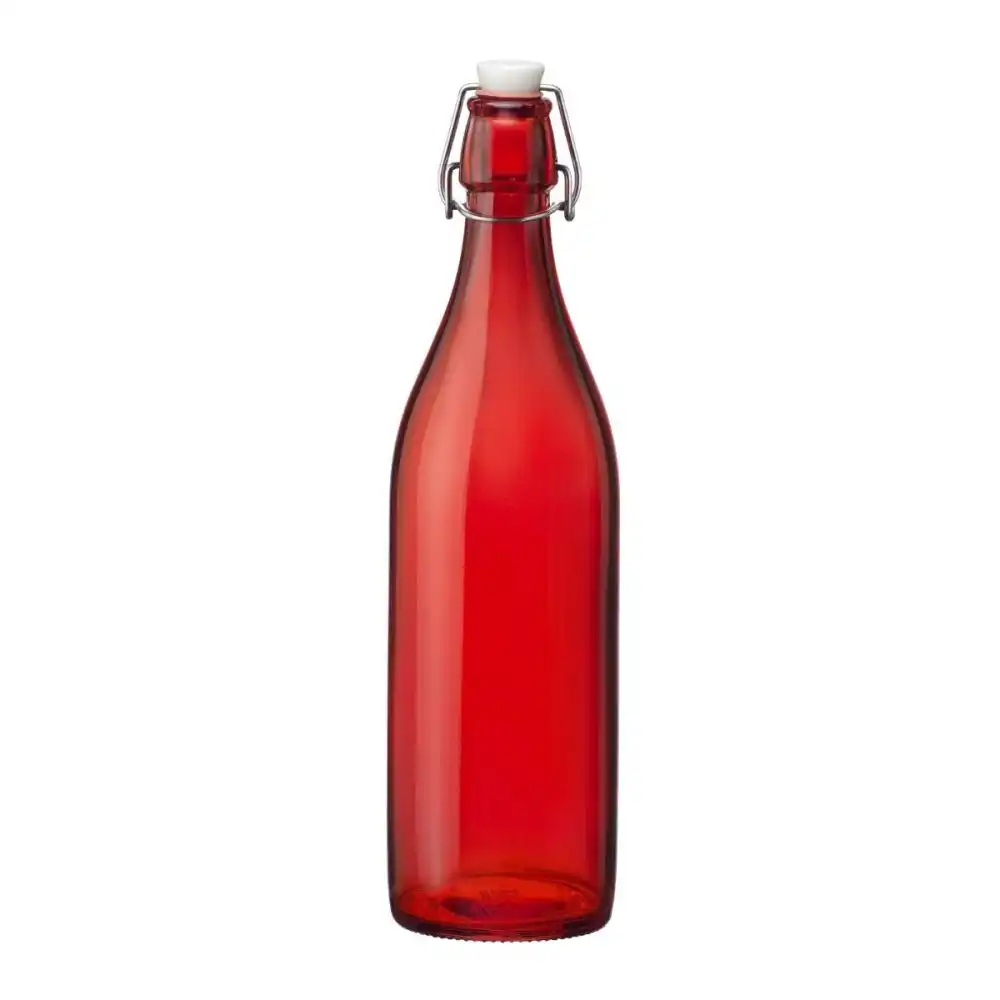 Alternative view of Bormioli Rocco Giara 33.75oz (1L) Swing Top Glass Bottles (Set of 6) | Red