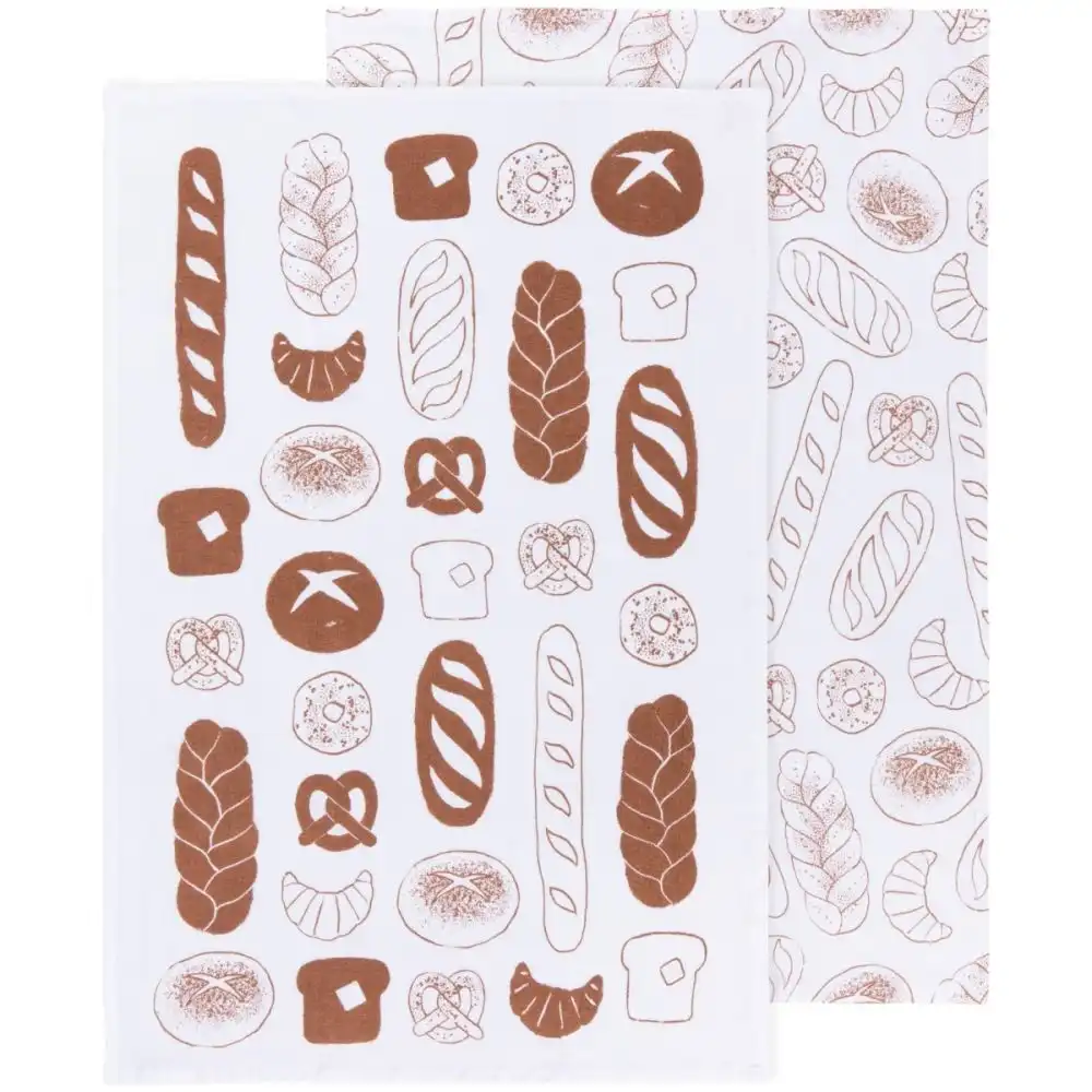 Now Designs by Danica Printed Floursack Dishtowels (Set of 2) | Boulangerie Chestnut