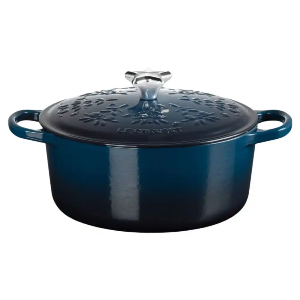Alternative view of Le Creuset Signature Holiday Tree 4.5 Qt. Round Dutch Oven with Stainless Steel Star Knob | Nuit