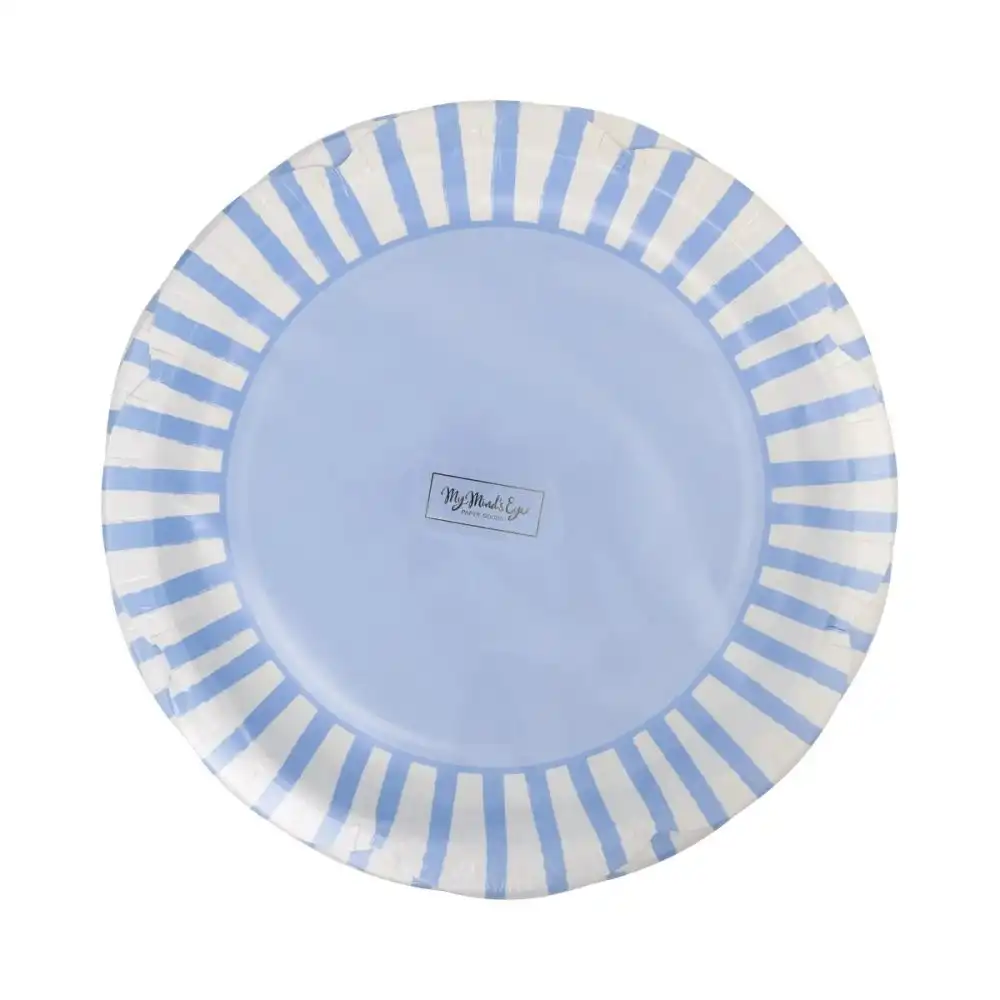 Alternative view of My Mind's Eye 8-Piece 9" Scallops Paper Plates | Blue Striped