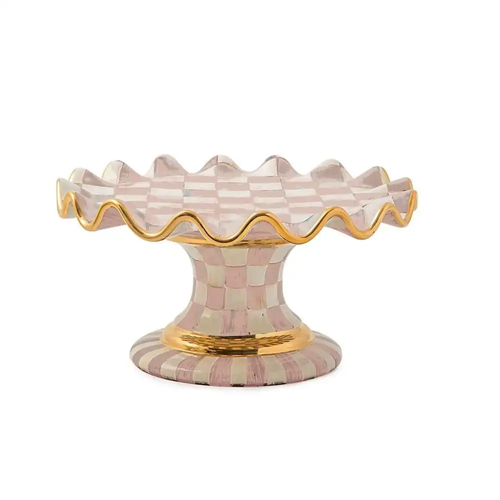 Alternative view of MacKenzie-Childs Rosy Check Ceramic Fluted Cake Stand
