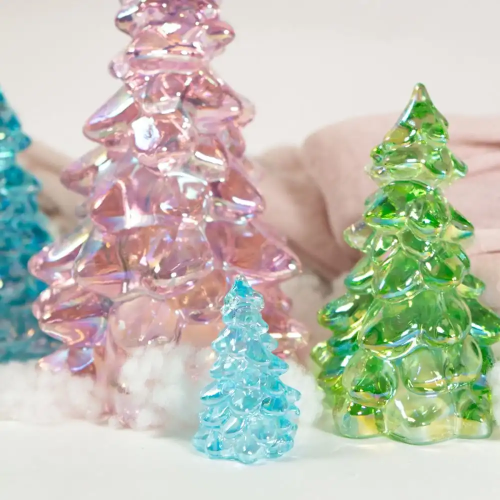 Alternative view of Mosser Glass Holiday Collection 5.5" Tree Figurine | Apple Green Carnival