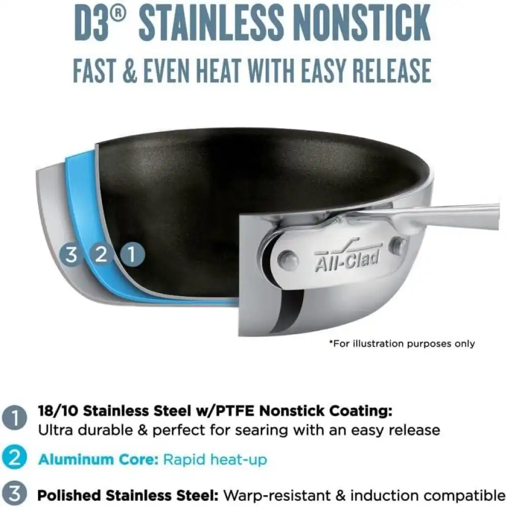 Alternative view of All-Clad D3 Stainless Steel Nonstick Fry Pan | 10"