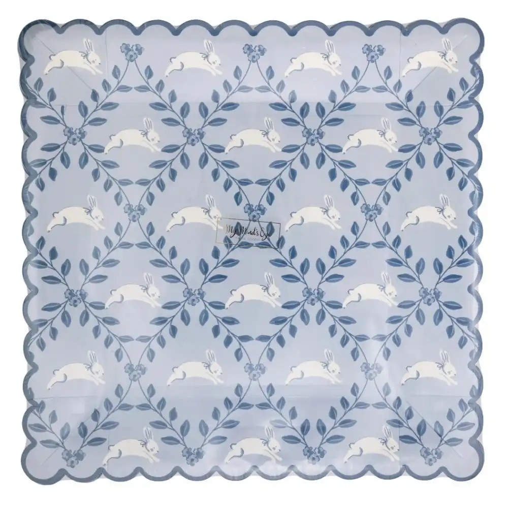 My Mind's Eye 9" Square Paper Plates | Diamond Bunny Pattern