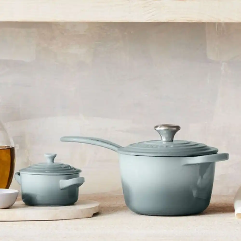 Alternative view of Le Creuset 2.25 Qt. Signature Enameled Cast Iron Saucepan with Stainless Steel Knob | Sea Salt