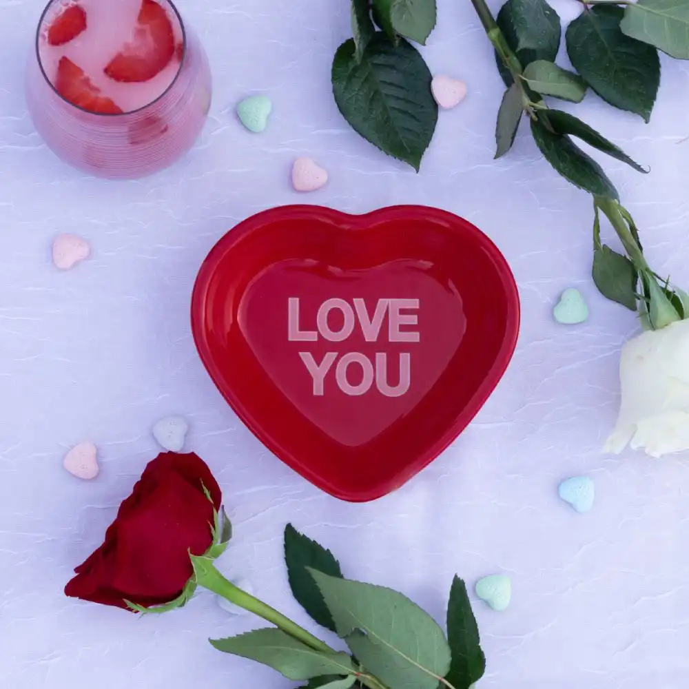 Alternative view of Fiesta® Sweet Candy Hearts 9oz Small Heart Bowl - Love You | Scarlet