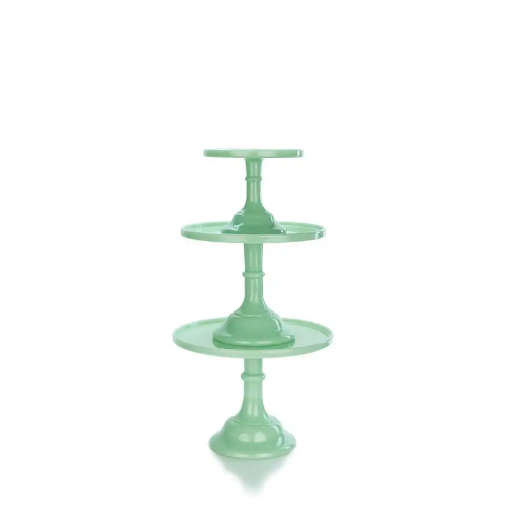 Alternative view of Mosser Glass 3-Tier Cake Plates Set | Jade