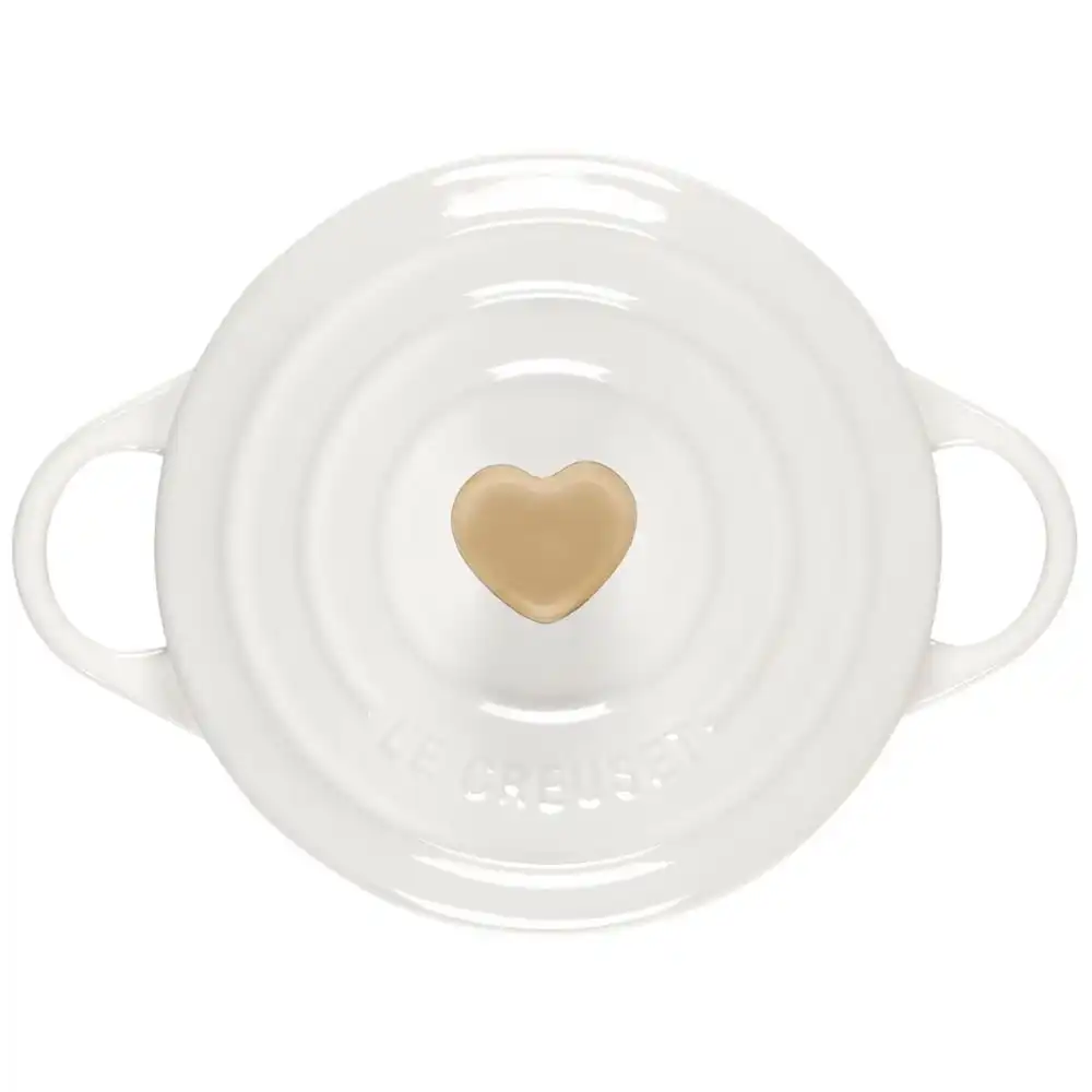 Alternative view of Le Creuset 8oz Mini Round Cocotte with Gold Heart Knob | White