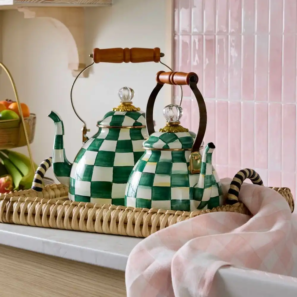 Alternative view of MacKenzie-Childs Emerald Check 3 Qt. Tea Kettle
