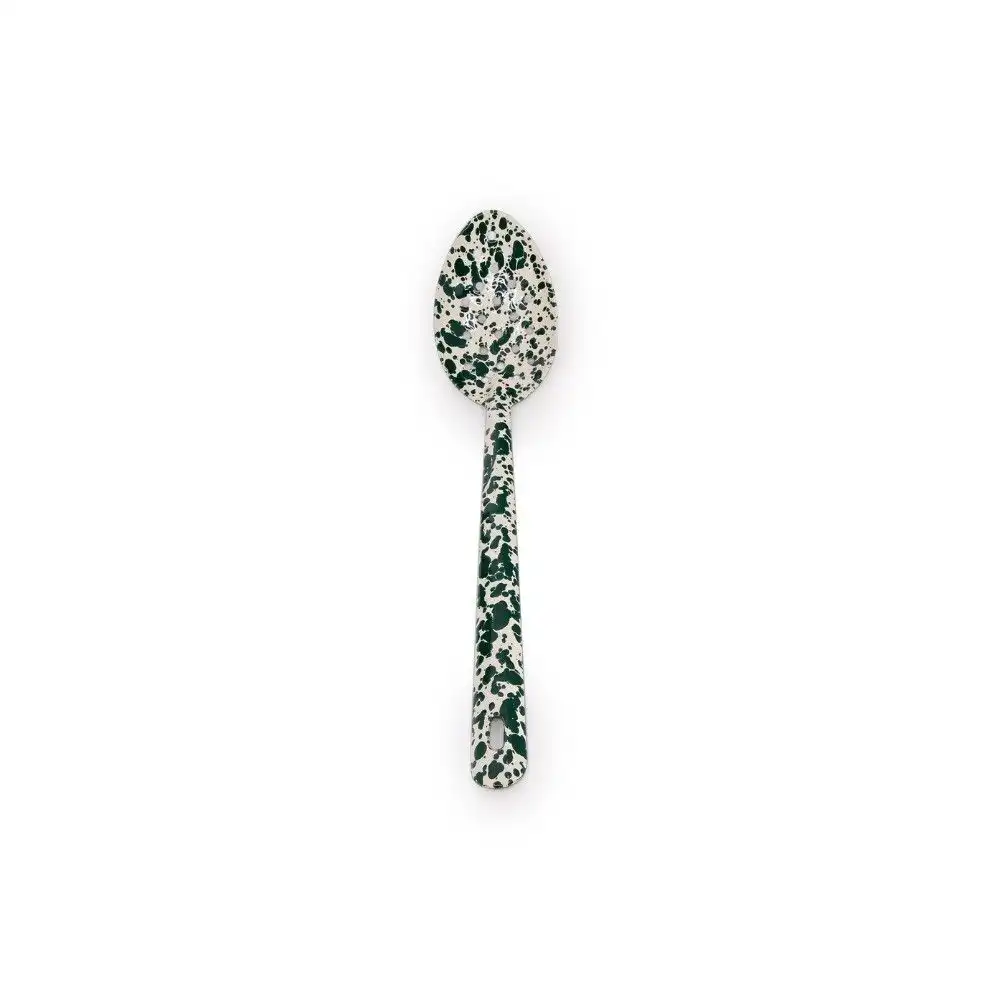 Crow Canyon 12" Large Slotted Spoon | Green Splatter