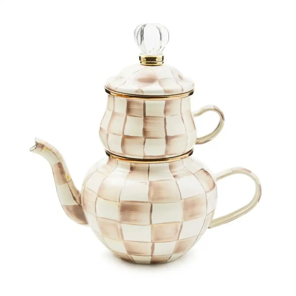 Alternative view of MacKenzie-Childs Mocha Check High Tea Set