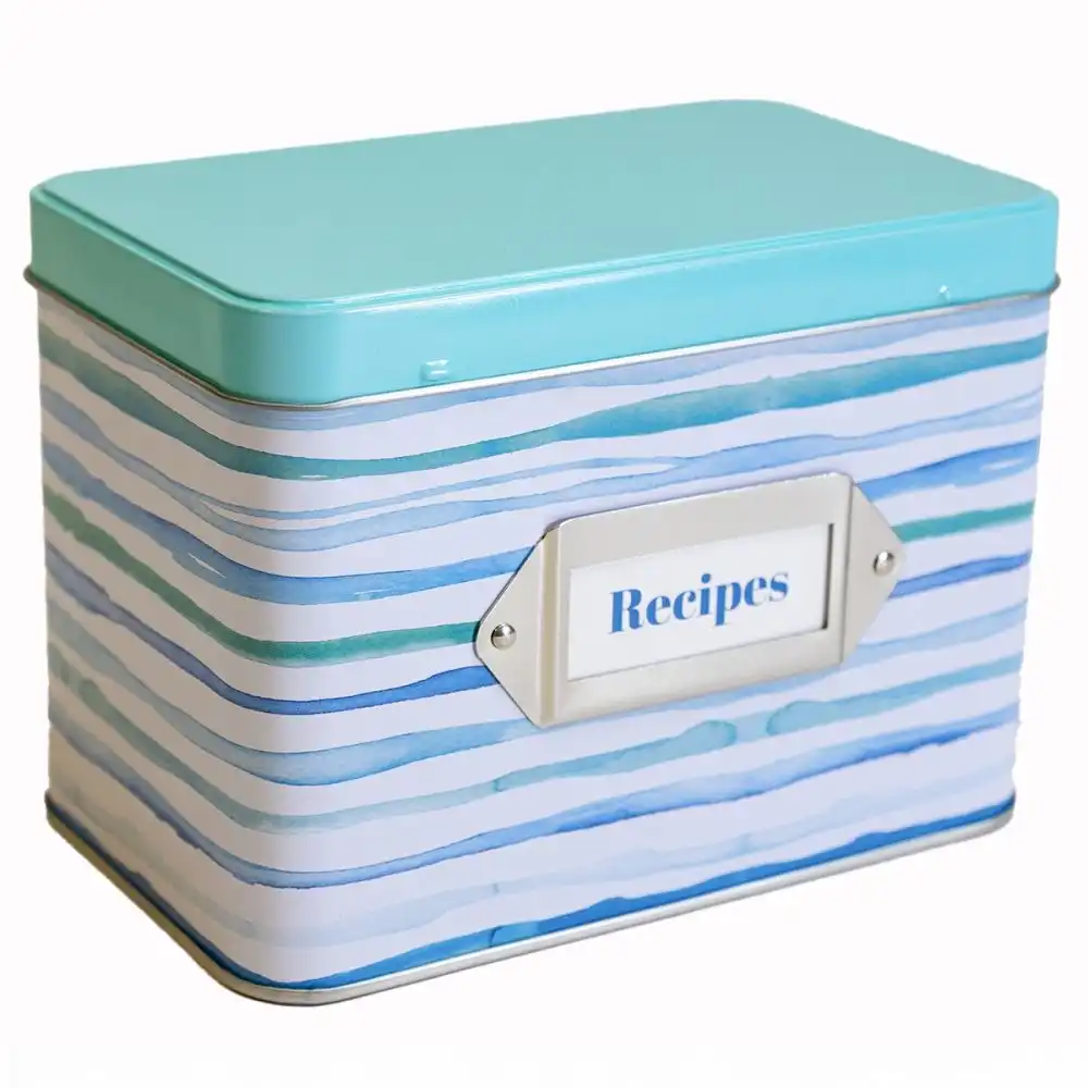 C.R. Gibson Tin Recipe Box | Coastal