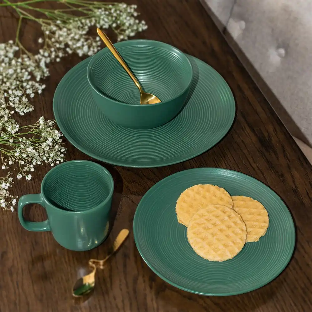 Everything Kitchens Deep Matte 16-Piece Dinnerware Set | Green