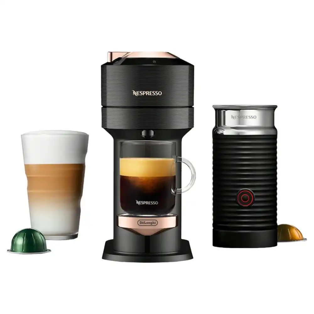 Nespresso Vertuo Next Premium Coffee & Espresso Machine with Aeroccino by De'Longhi | Black Rose Gold