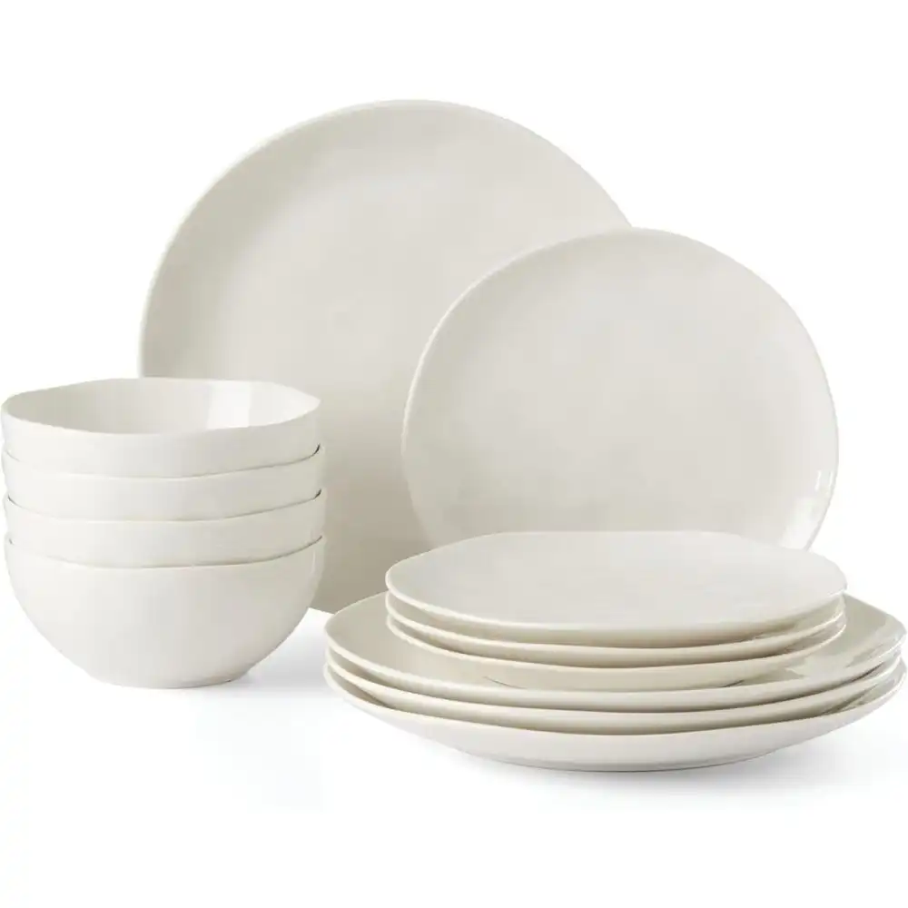 Lenox Bay Colors 12-Piece Dinnerware Set | White