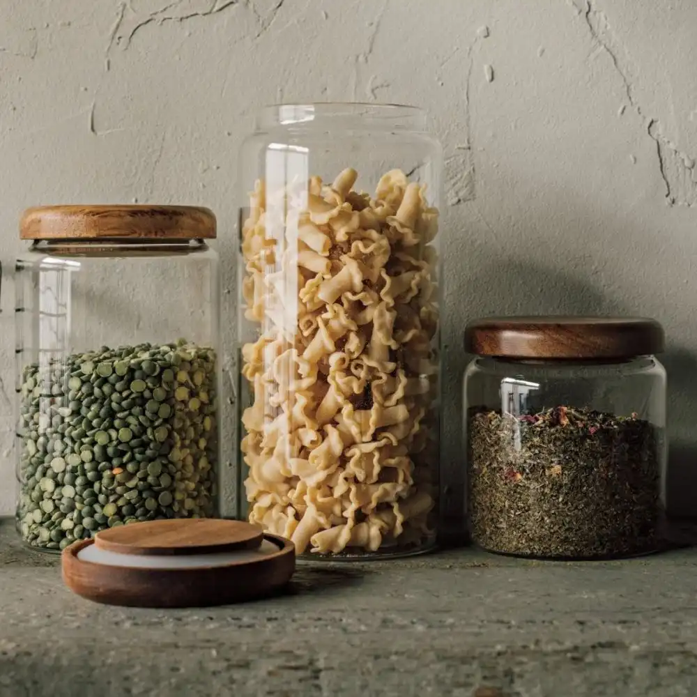 Alternative view of Danica Heirloom Acacia Wood Medium Glass Jar | 32oz