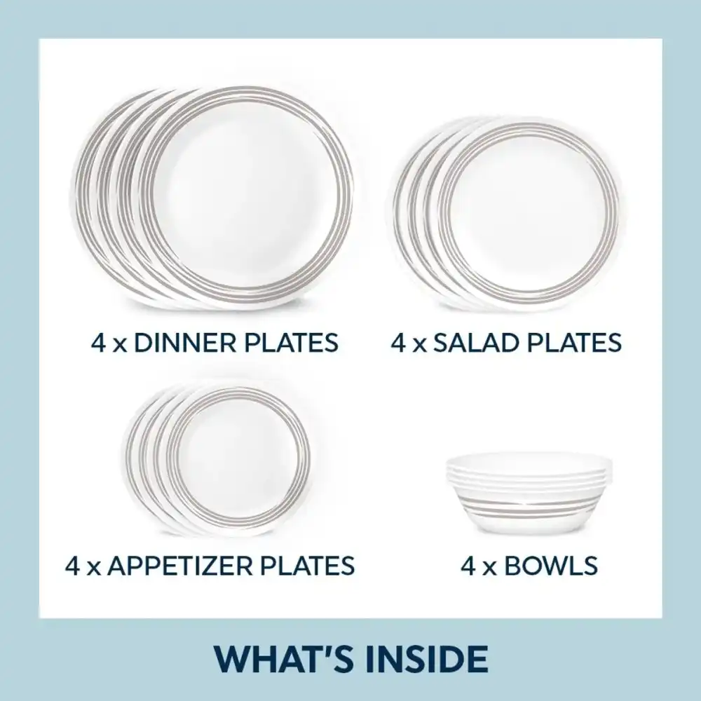 Alternative view of Corelle 16 Piece Dinnerware Set | Brushed Silver