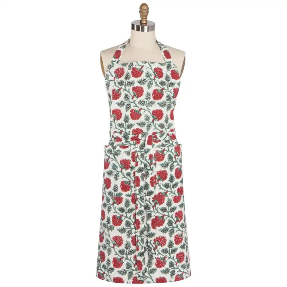 Danica Heirloom Block Print Apron | Carnation