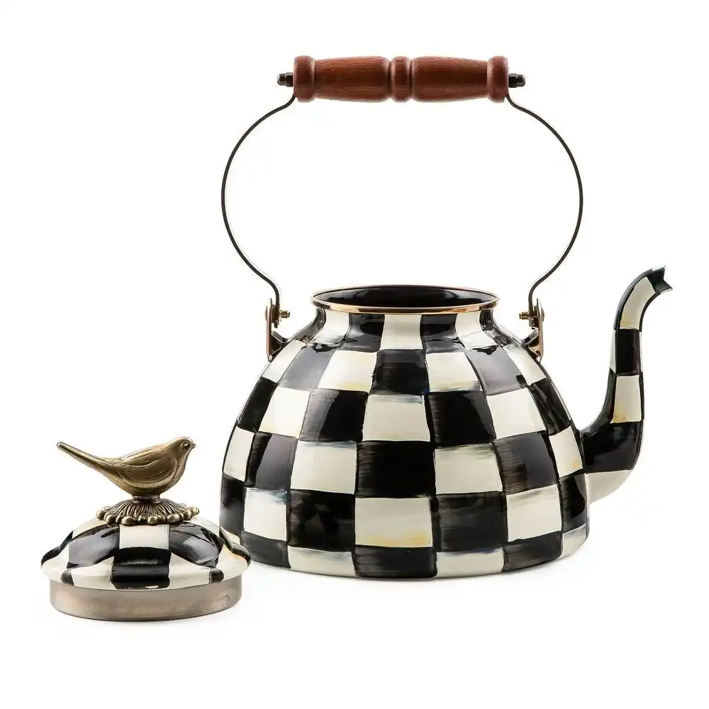 Alternative view of MacKenzie-Childs Courtly Check 3 Qt. Tea Kettle with Bird