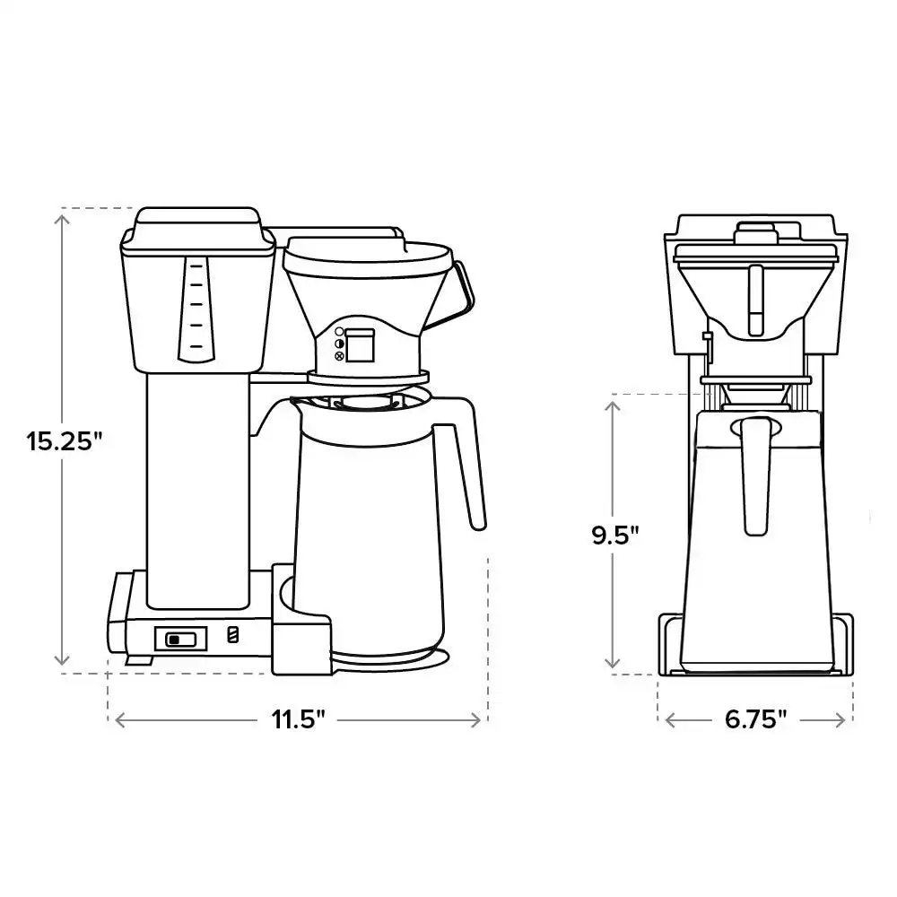 Alternative view of Moccamaster KBT Manual-Adjust Drip-Stop Coffee Maker (40 oz Thermal Carafe) | Polished Silver