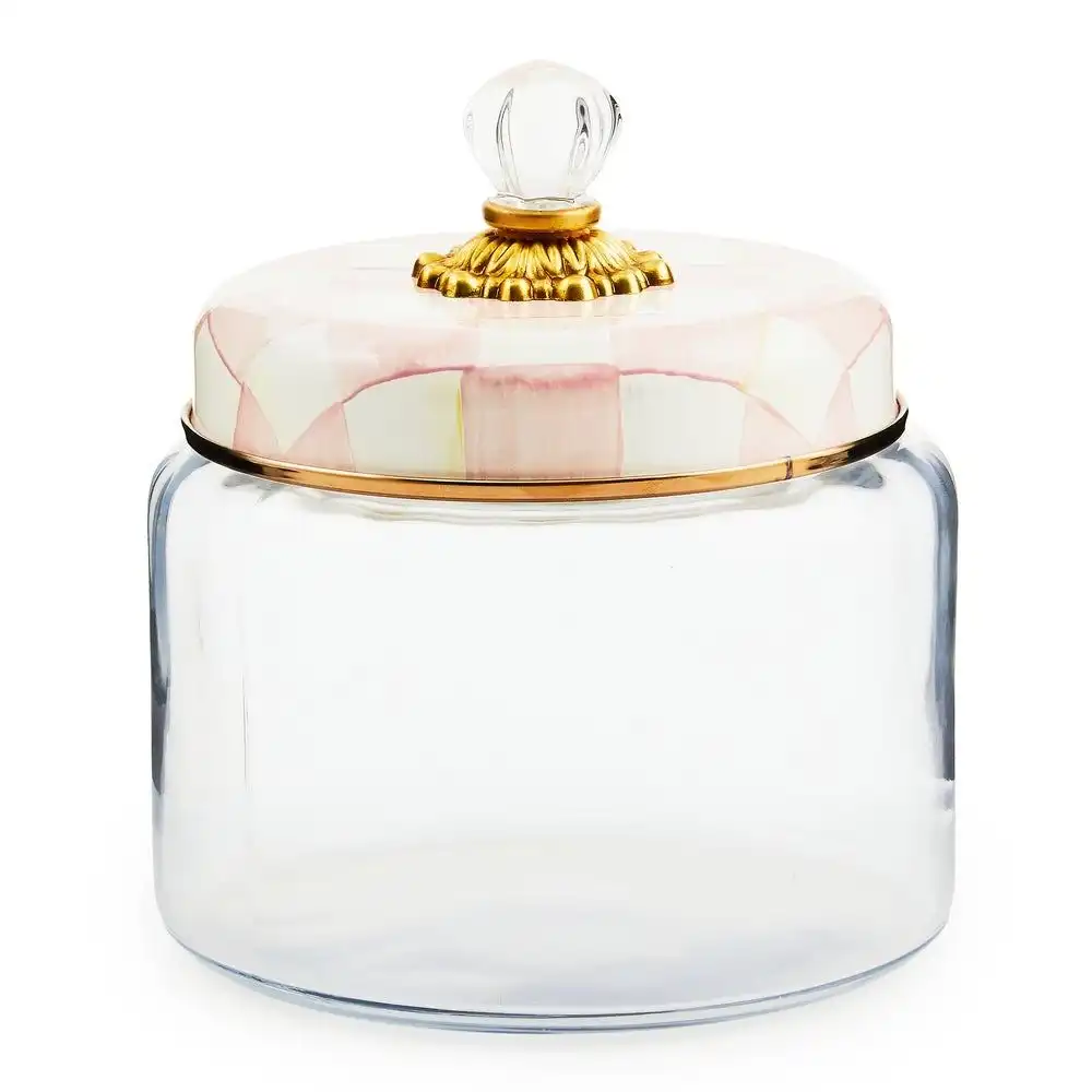 MacKenzie-Childs Rosy Check 64oz Medium Kitchen Canister