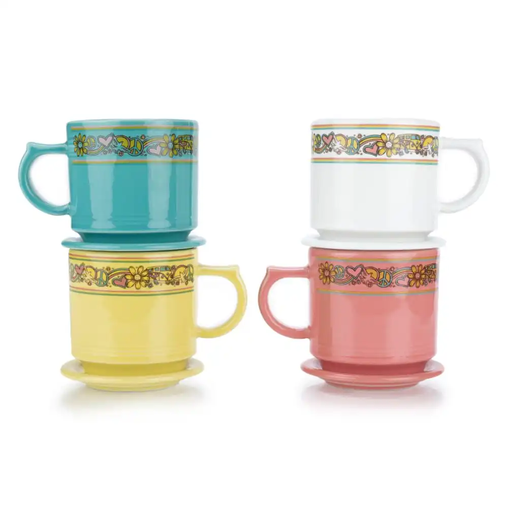 Alternative view of Fiesta® 8-Piece 16oz Stackable Mug & Coaster/Mug Cover Set | Peace & Love