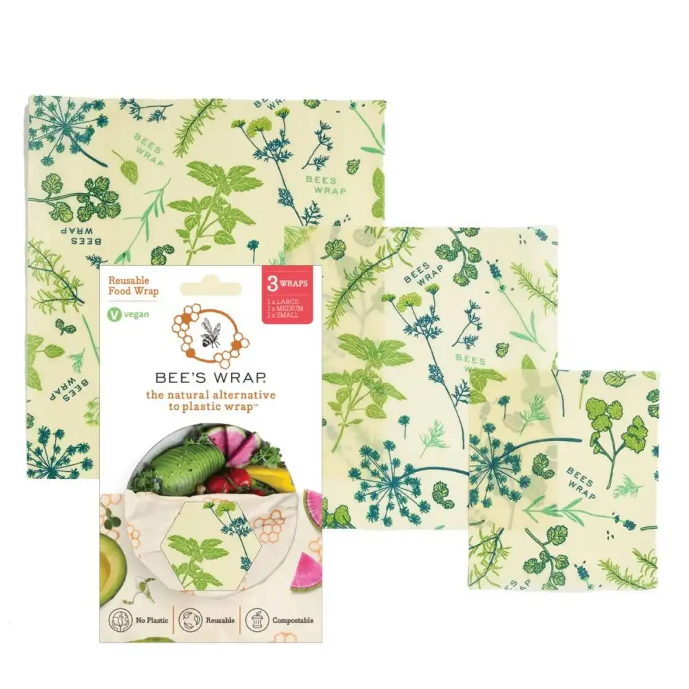 Bee's Wrap 3-Piece Plant Based Wax Food Wrap Set | Herb Garden (Assorted)