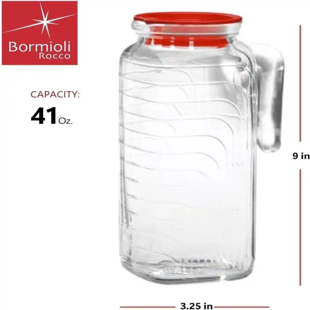 Alternative view of Bormioli Rocco 40.5 oz Gelo Jug with Red Lid