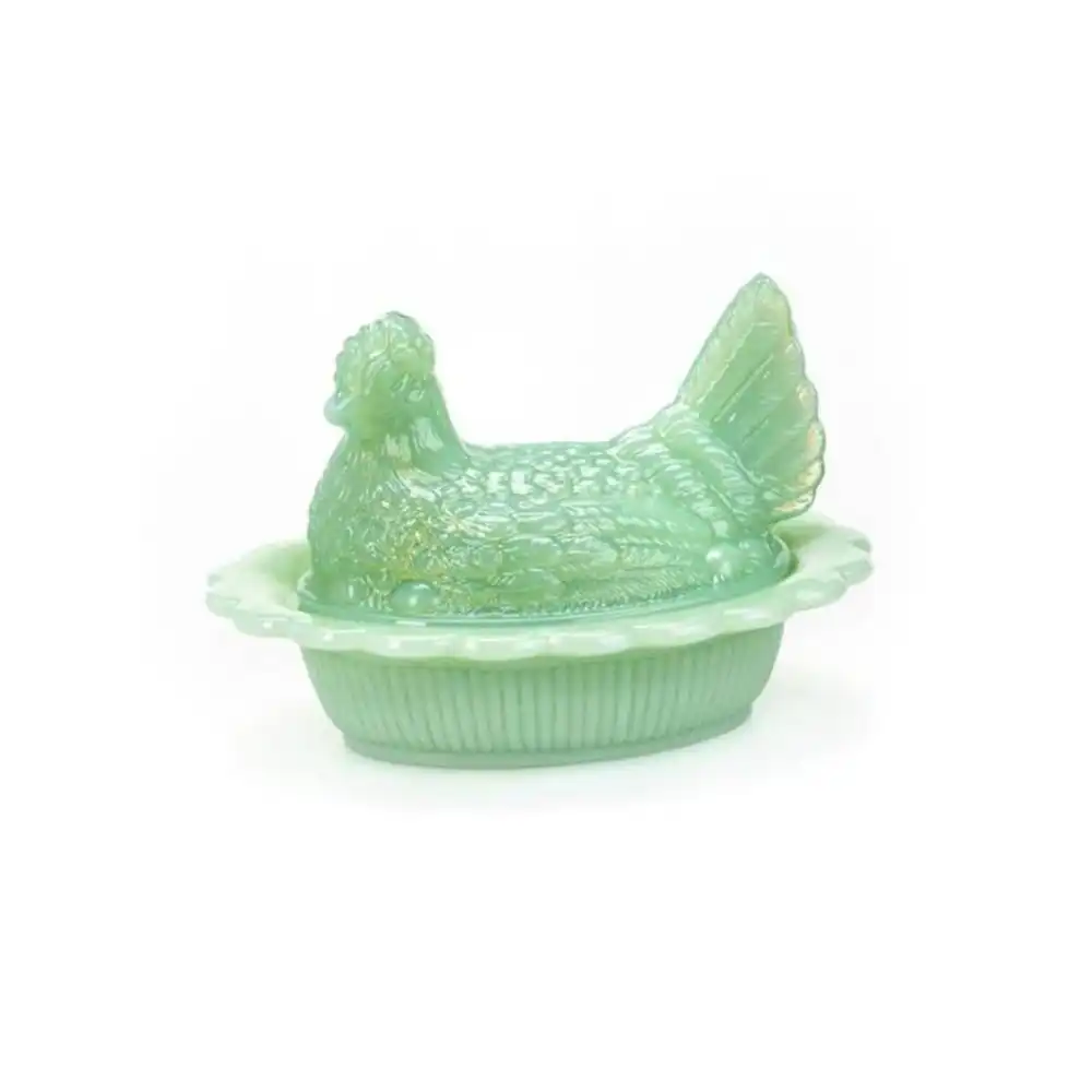 Mosser Glass Mini Hen on Nest Figurine