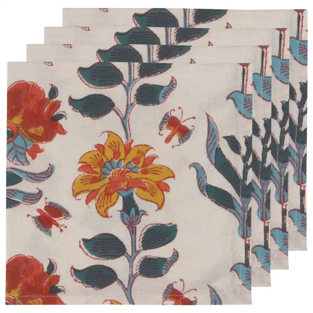 Danica Heirloom 18" Block Print Napkins (Set of 4) | Marigold