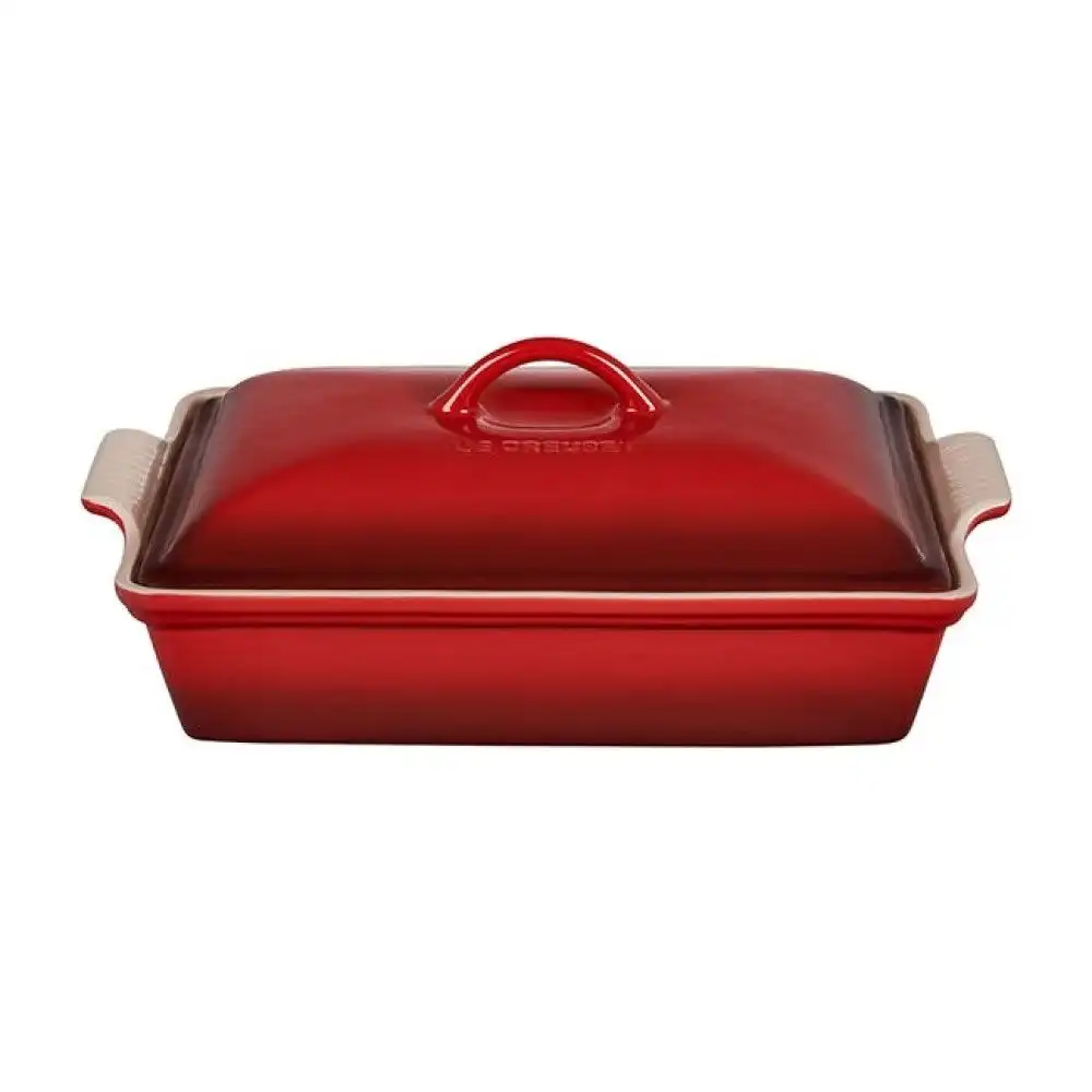 Le Creuset 4 Qt. Rectangular Heritage Covered Casserole | Cerise/Cherry Red