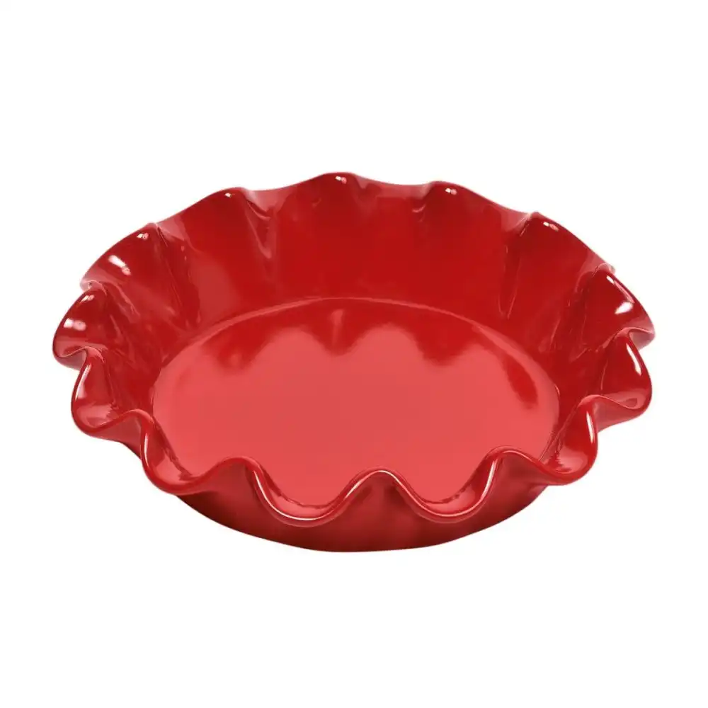 Emile Henry 10.4" Deep Ruffled Pie Dish | Burgundy