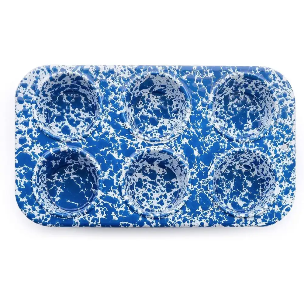 Alternative view of Crow Canyon 6-Cup Muffin Pan | Blue Splatter