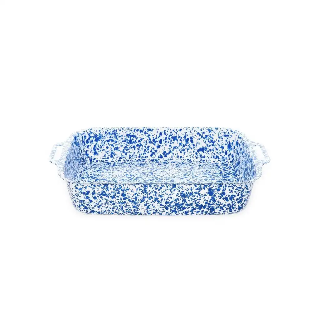 Crow Canyon Enameled 4-Quart Lasagna Pan | Blue Splatter