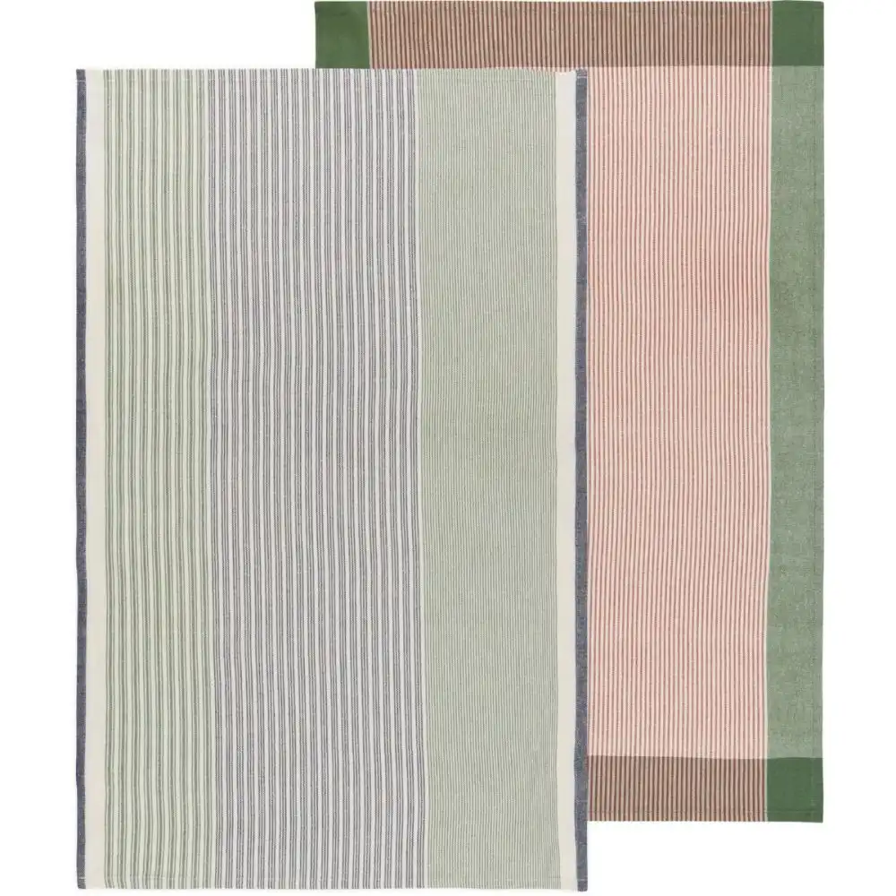 Danica Heirloom Array Stripe Dishtowels (Set of 2) | Jade