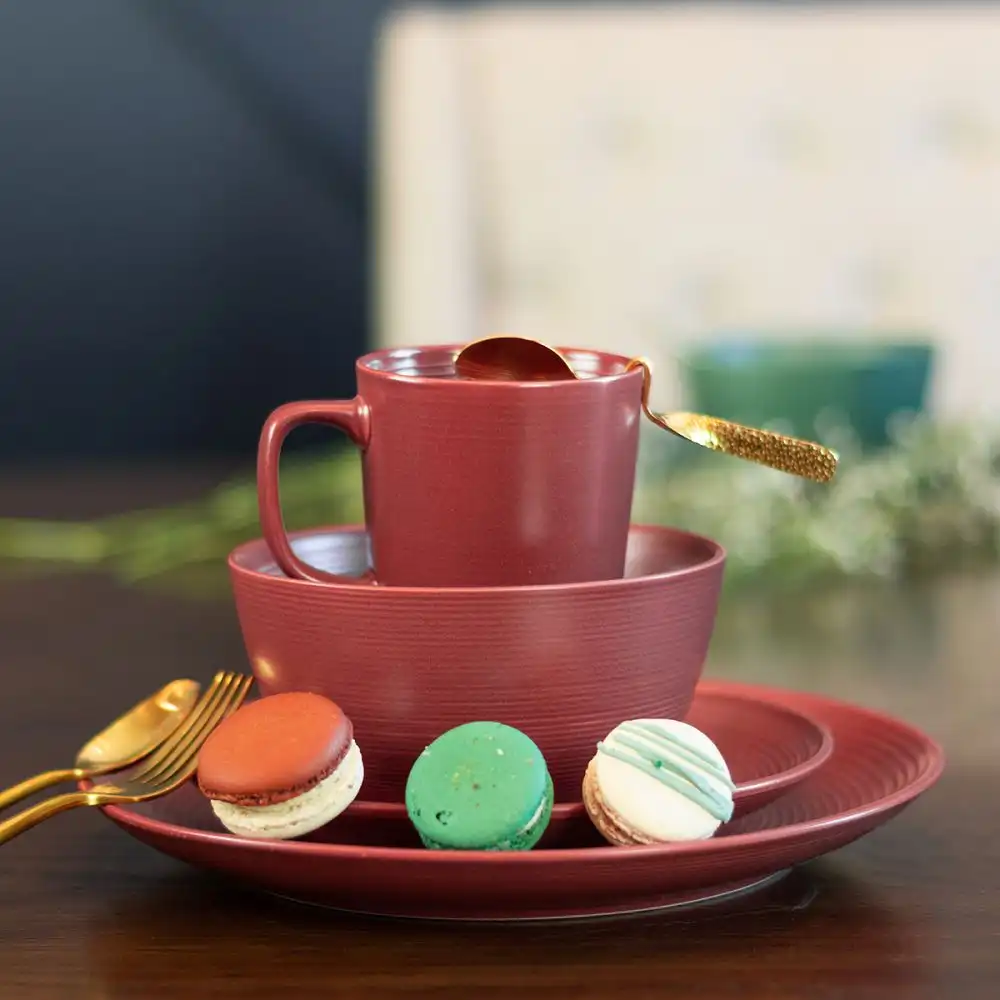 Everything Kitchens Deep Matte 16-Piece Dinnerware Set | Red