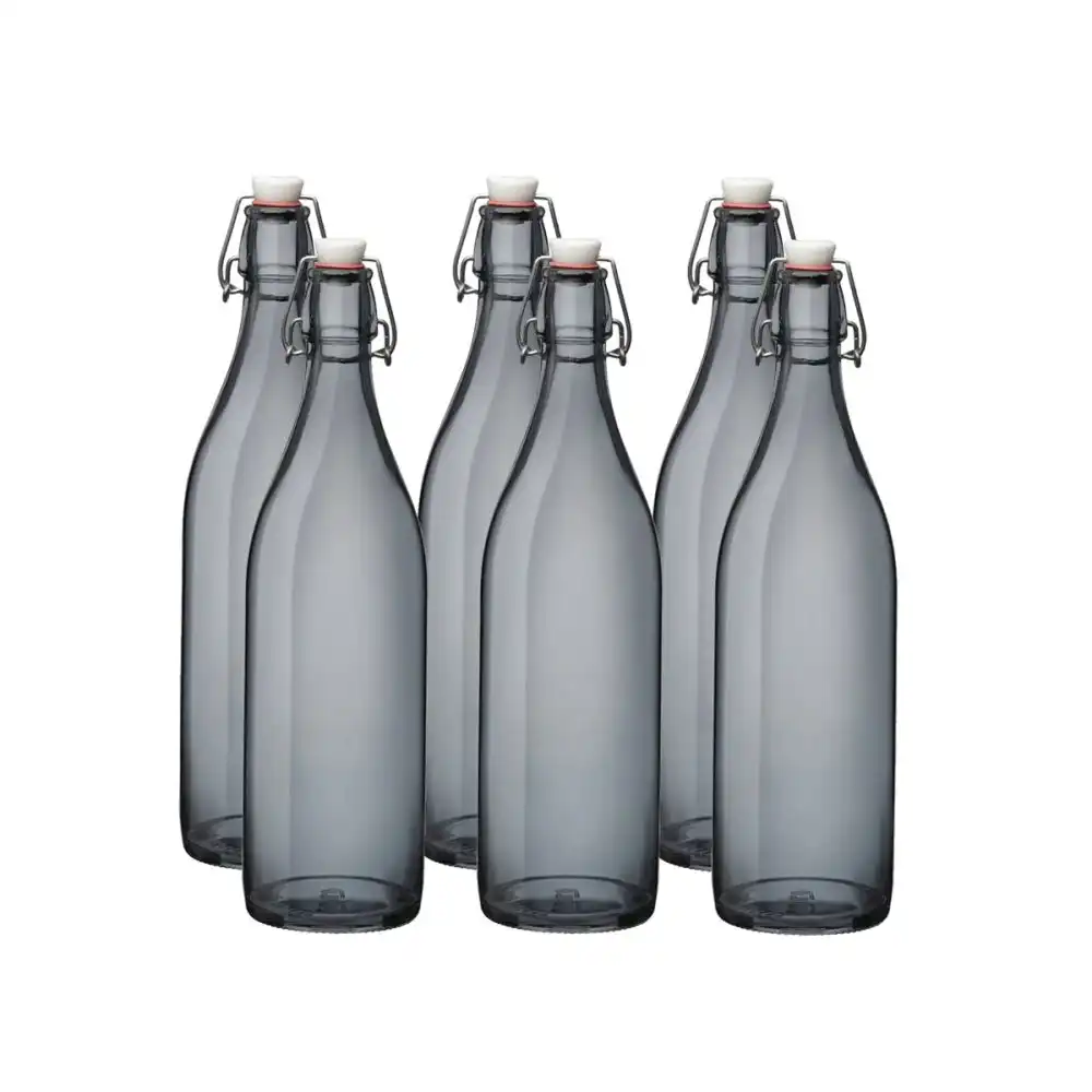 Bormioli Rocco Giara 33.75oz (1L) Swing Top Glass Bottles (Set of 6) | Gray