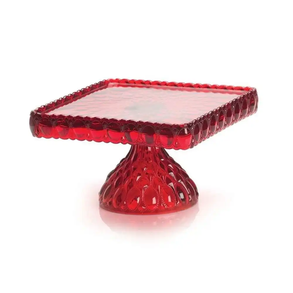 Mosser Glass Elizabeth Square Cake Plate | Red