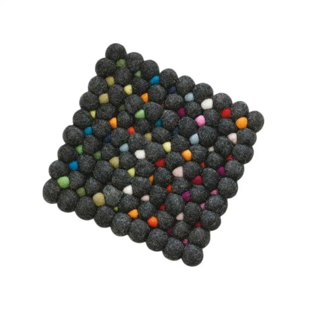 Cilio Fair Trade Virgin Wool Square Trivet | Nero