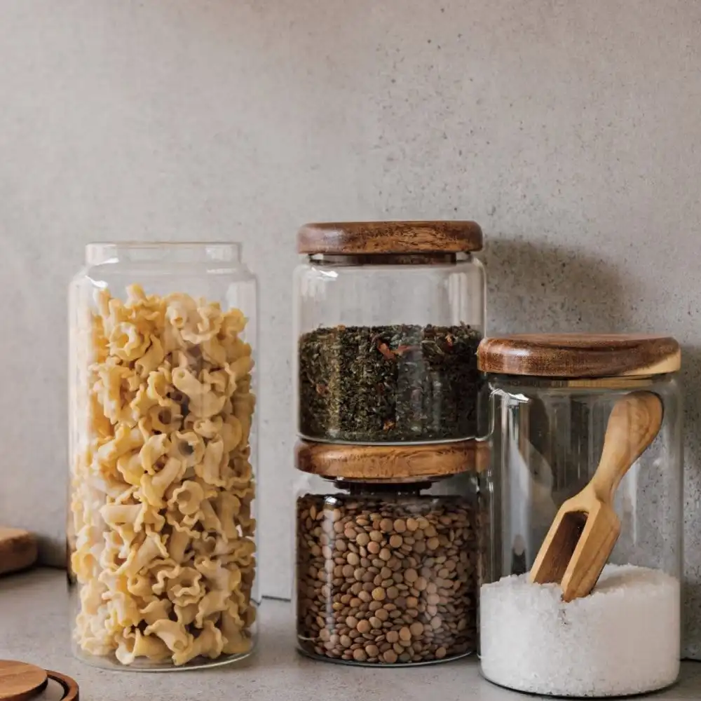 Alternative view of Danica Heirloom Acacia Wood Small Glass Jar | 20oz