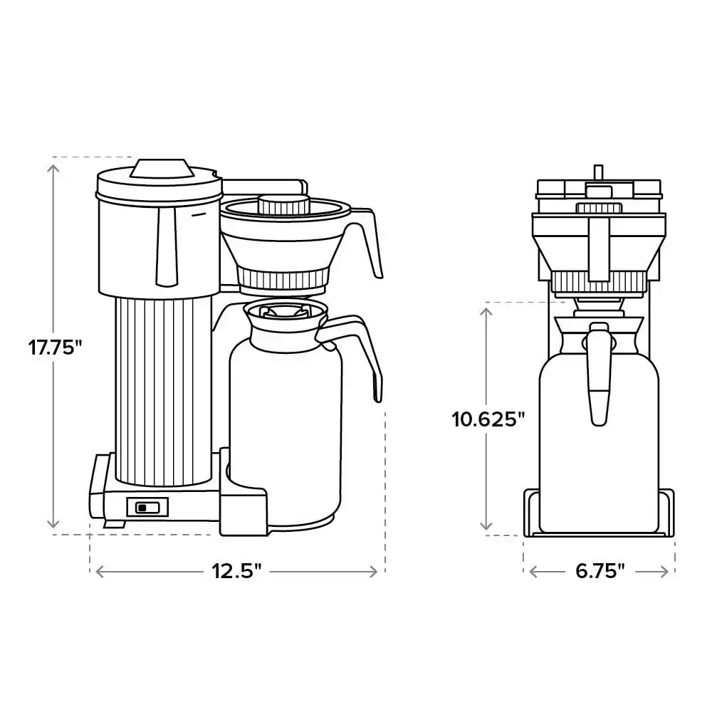 Alternative view of Moccamaster CDT Manual-Adjust Drip-Stop Coffee Maker (60 oz Thermal Carafe) | Brushed Silver