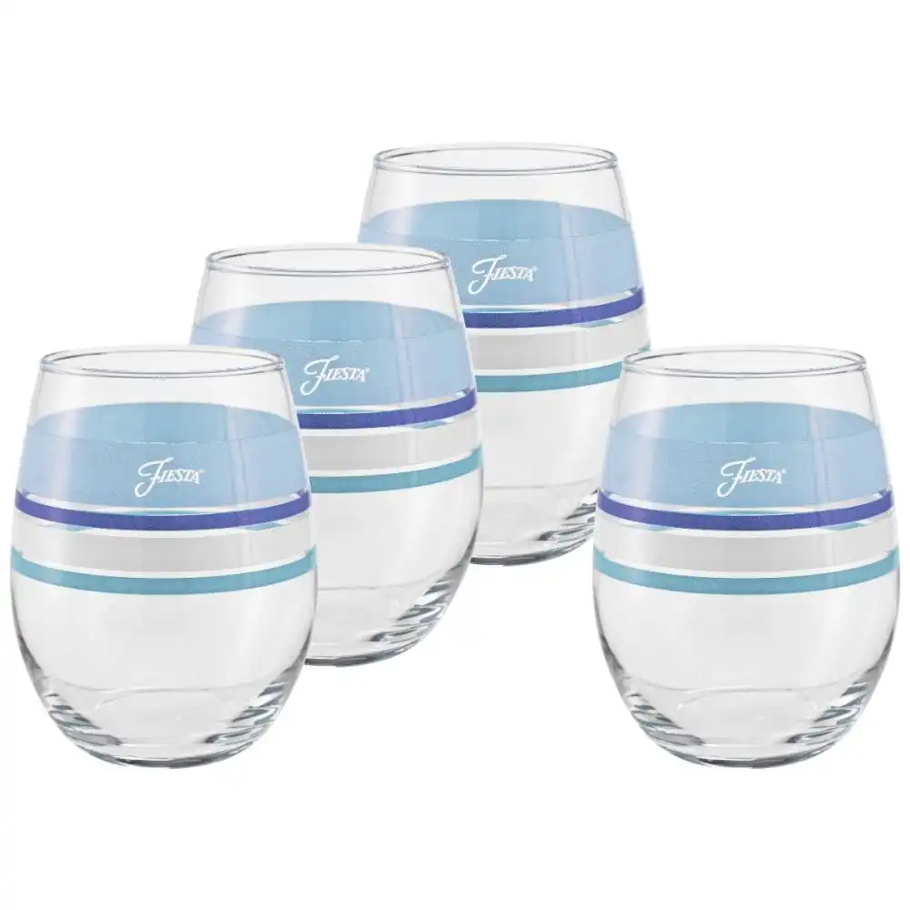 Fiesta® 15oz Stemless Wine Glasses (Set of 4) | Edgeline Coastal Blues
