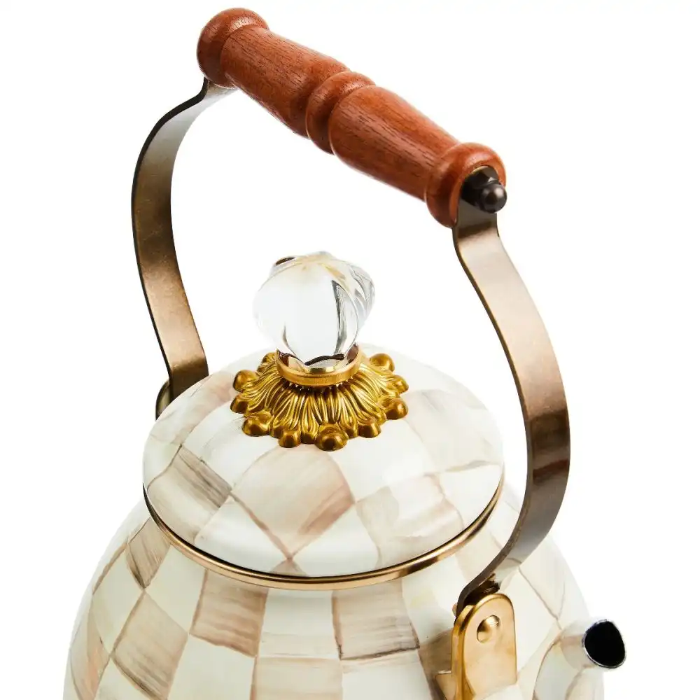 Alternative view of MacKenzie-Childs Mocha Check 3 Qt. Tea Kettle