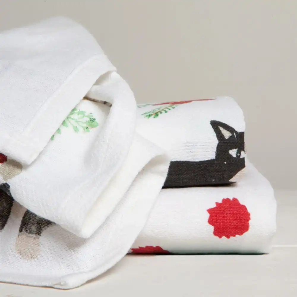 Alternative view of Danica Jubilee Floursack Dishtowels (Set of 3) | Meowy Christmas